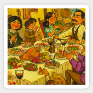 Mexican-American Family Thanksgiving Dinner Sticker